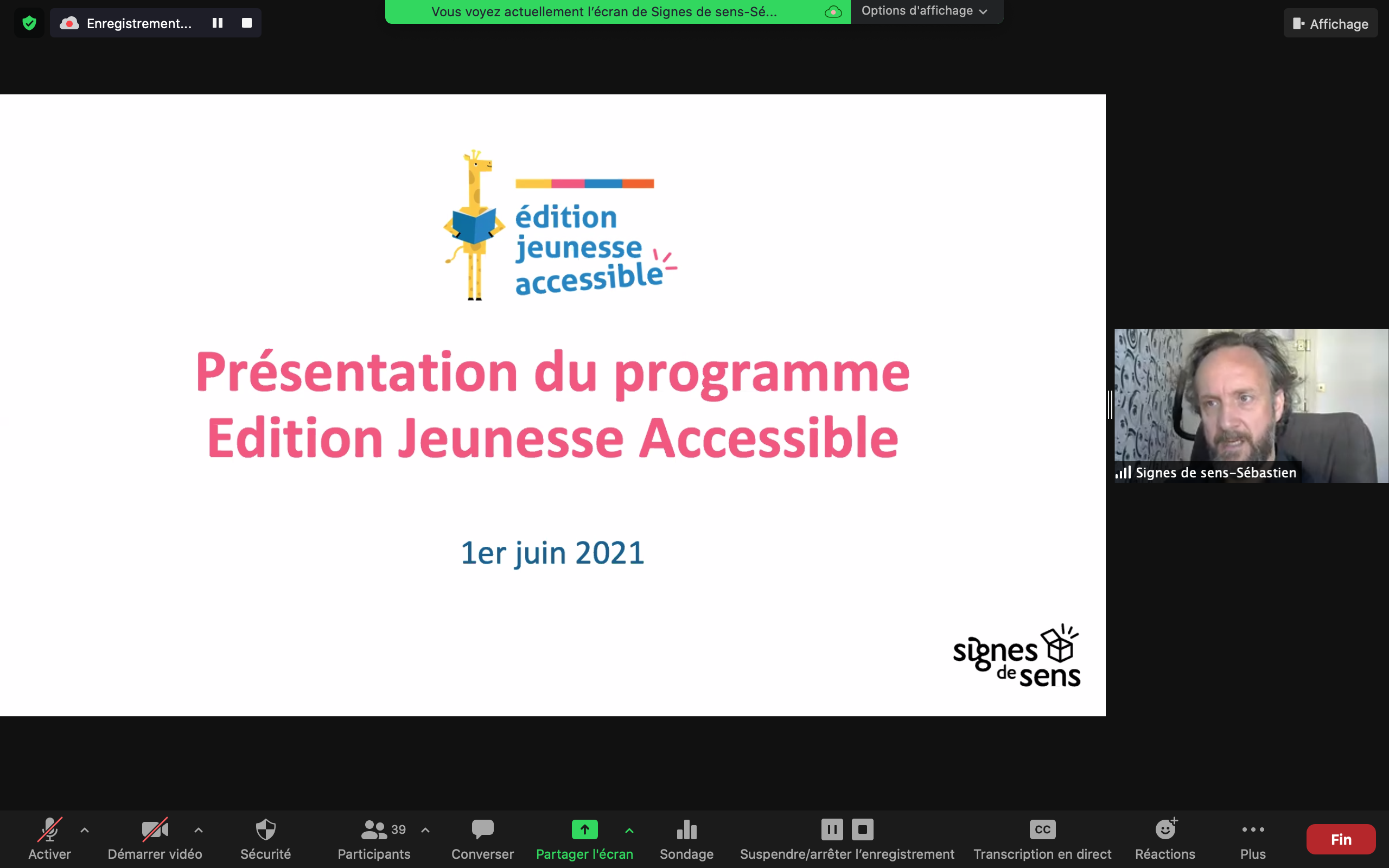 Capture d'écran du webinaire EJA n°3 Capture d'écran du webinaire EJA n°3